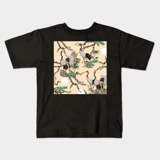 Chinese crane bird pattern Kids T-Shirt